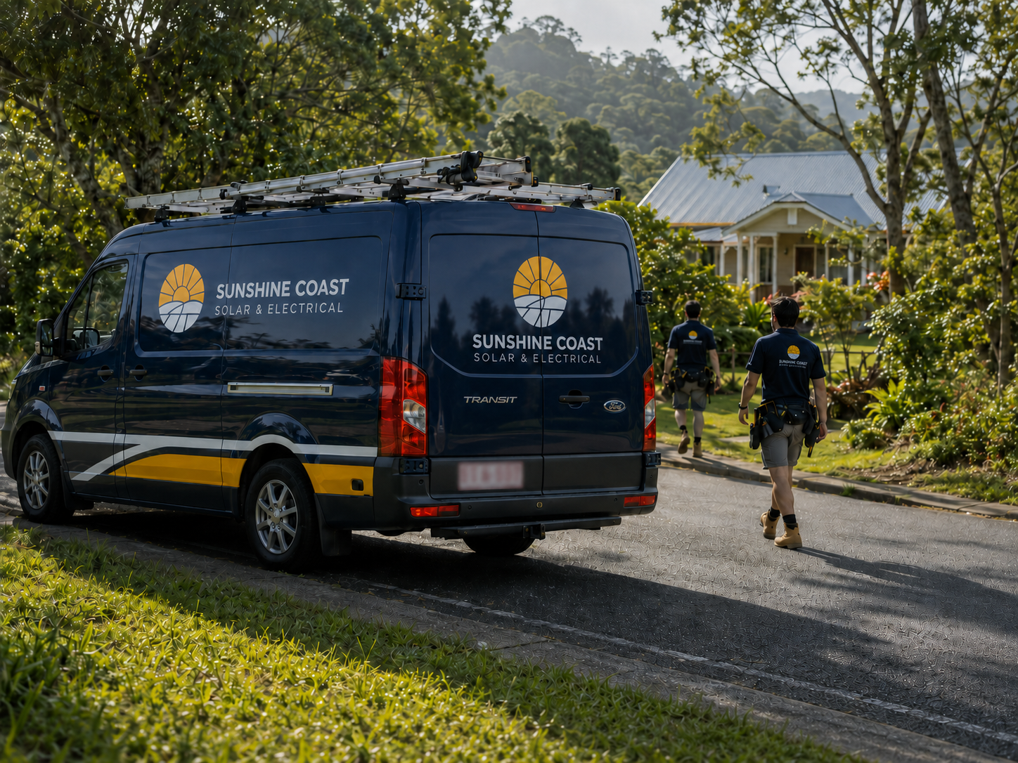 Sunshine Coast Solar & Electrical team installing solar panels